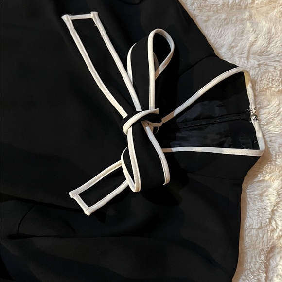 J. Crew Black Blouse with White Trim and bow at collar. - Picture 10 of 11